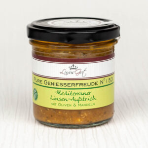 Veganes Mediterraner Linsen-Aufstrich mit Oliven und Mandeln aus dem Biosphaerenreservat Bliesgau