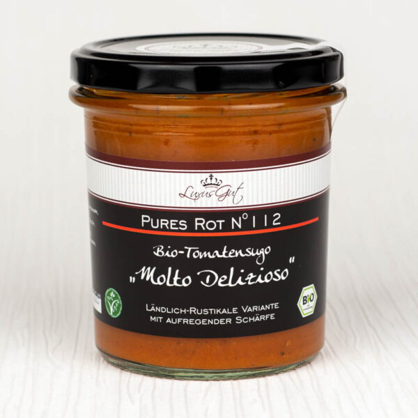 Bio-Tomatensauce "Molto Delizioso" als ländlich-rustikale Variante mit aufregender Schärfe